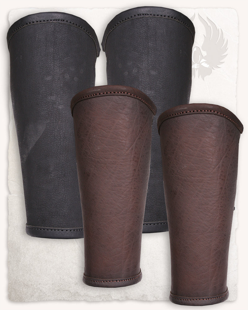 Borg leren bracers, onderarmbeschermers, zwart