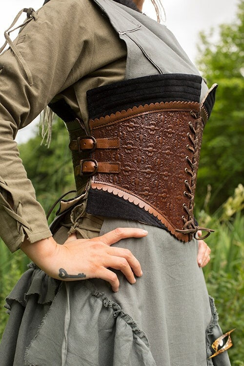 Corset en cuir Margot, brun 