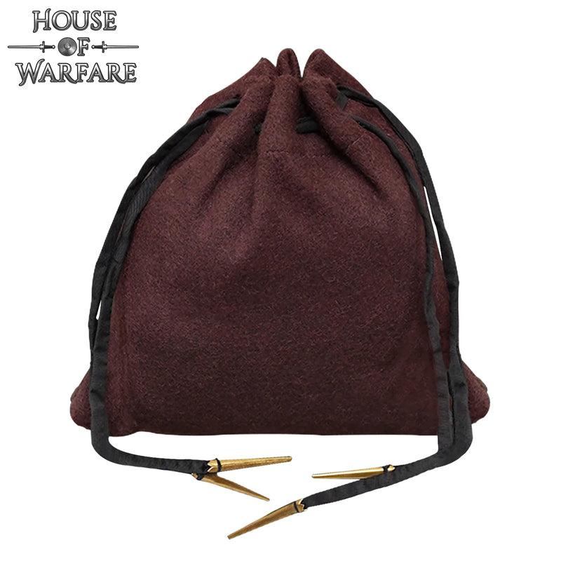 Bolsa medieval de lana, marrón 
