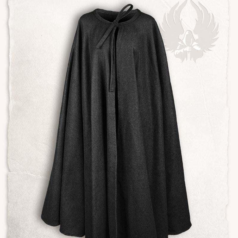 Medieval cloak Rudolf, wool blend, black