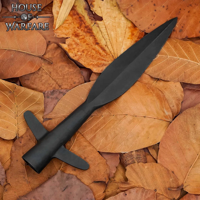 Hand-forged Viking spearhead with wings, semi-sharp