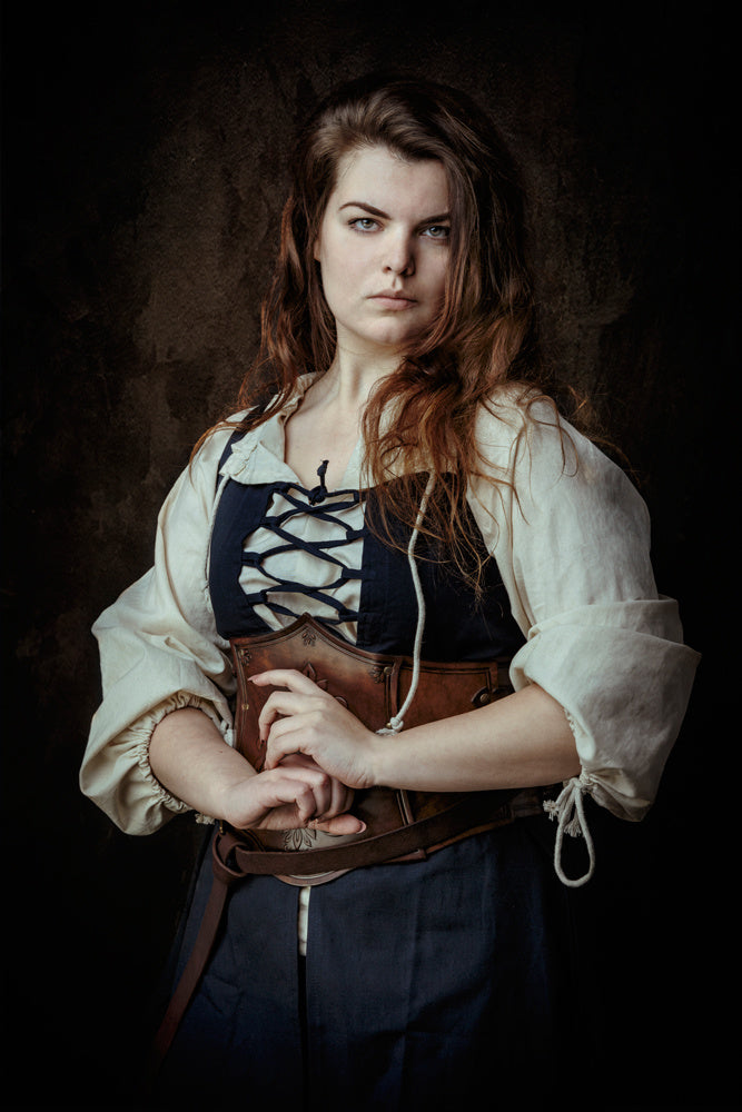 Middeleeuwse overjurk Leandra, blauw