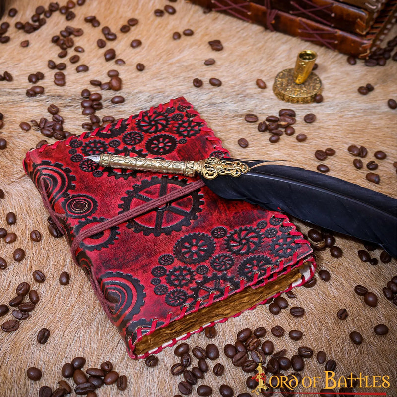 Leren boek Steampunk, antieke pagina's