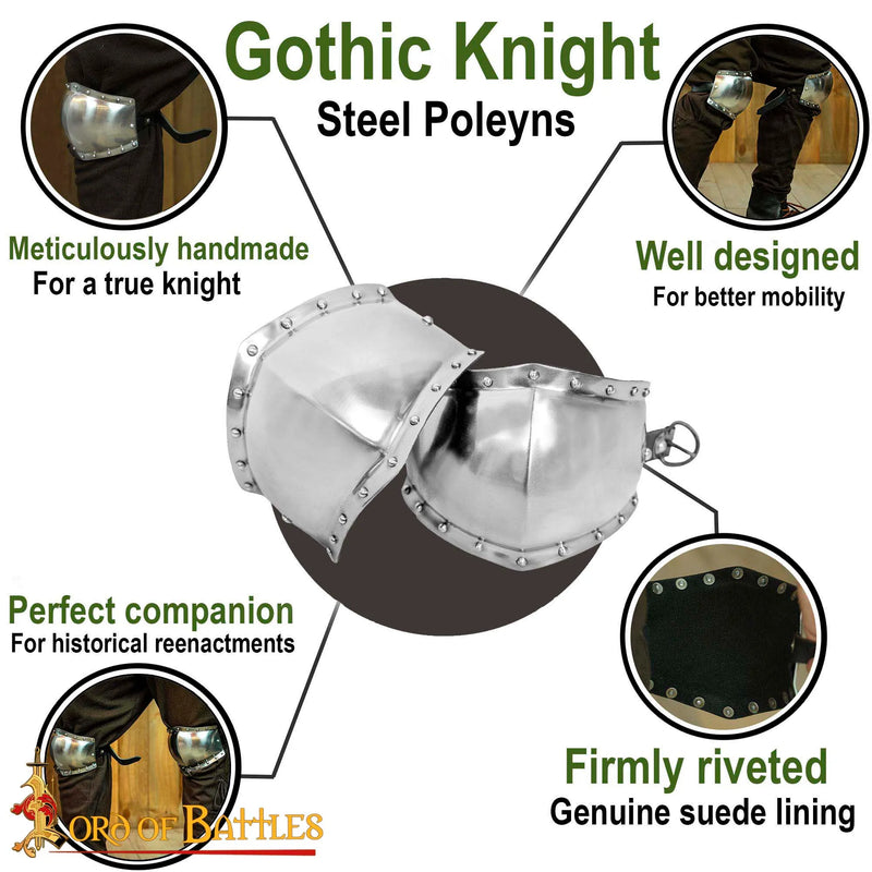 Mittelalterliche Poleyns 13.-14. Jahrhundert, 1,6 mm 