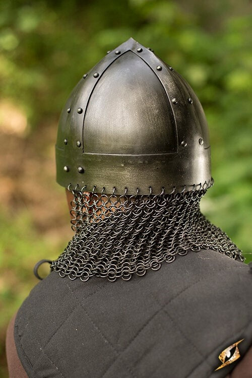 Viking spangenhelm met maliën, donker, 1-1.2 mm
