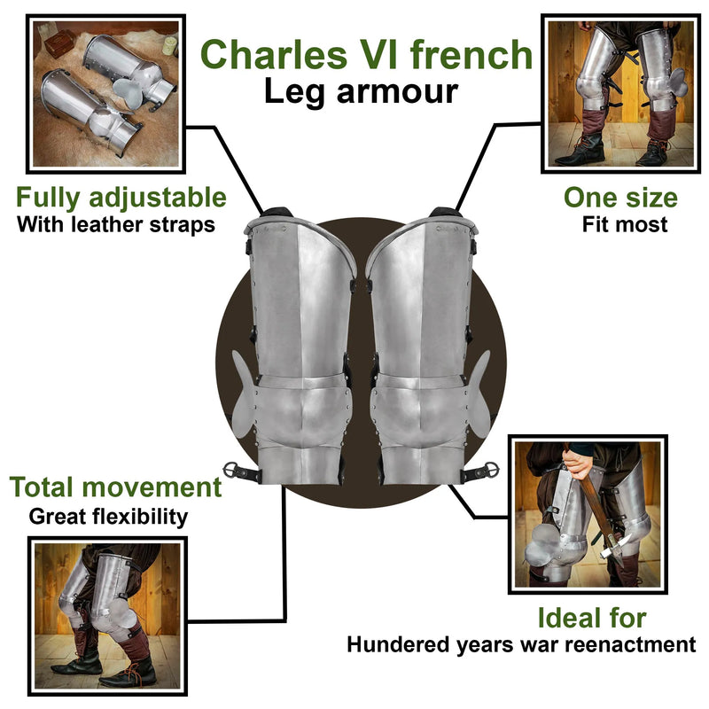 Spät 14. Jahrhundert Beinschutz, Cuisses, 1,6 mm 