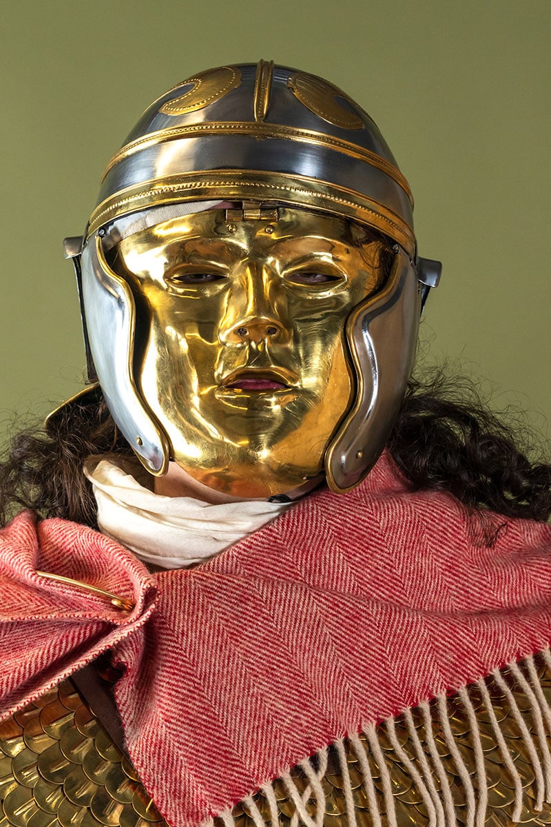 Elmo da cavalleria romano del I secolo con larva-maschera, 1,3 mm 