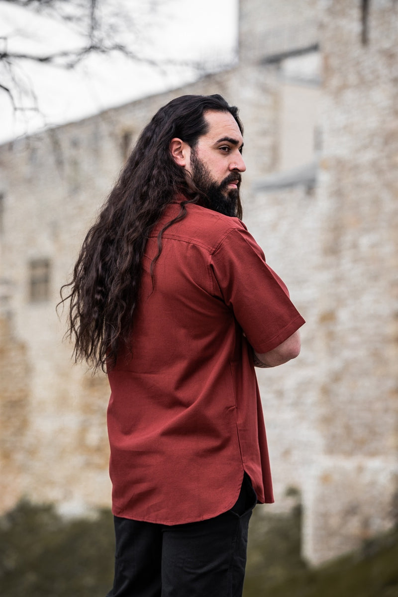 Middeleeuws hemd met korte mouwen, rood