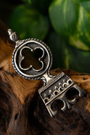 Gotycki zakończenie pasa 3 cm, posrebrzany 