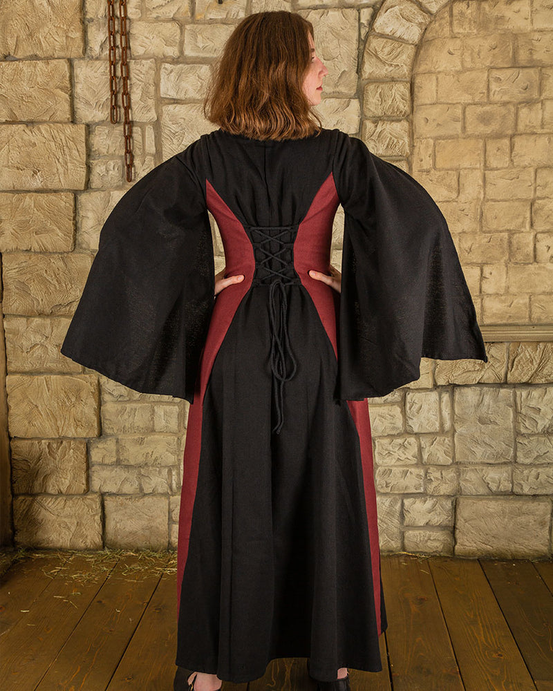 Medieval Dress Jasene, Black/Bordeaux