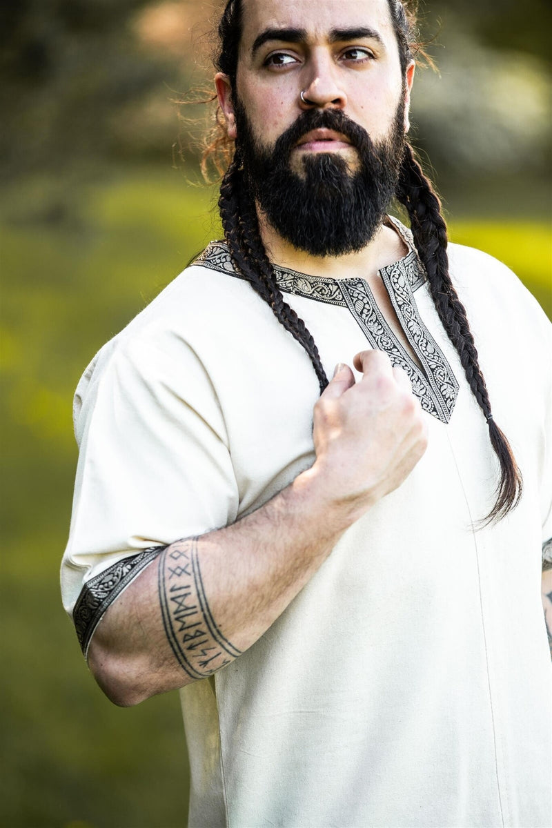 Keltische tuniek, korte mouwen, crème