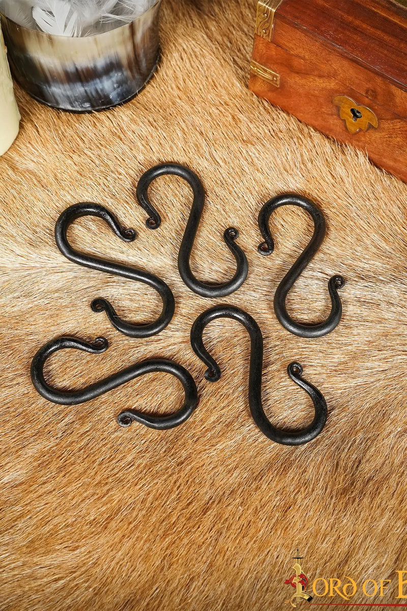 Handgesmede S-haken set van 5 stuks, 8cm