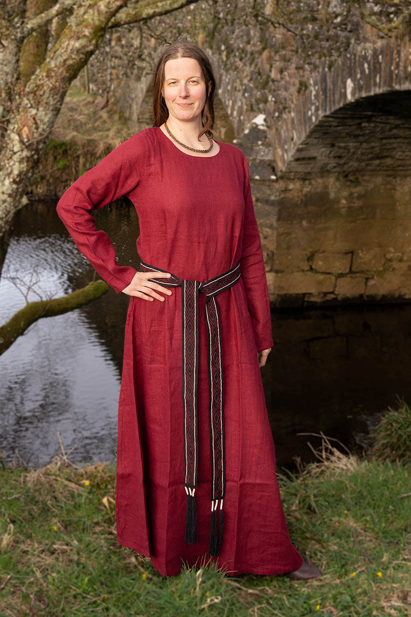 Viking jurk Helga, linnen, rood