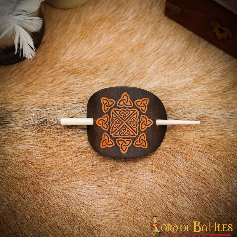 Épingle à cheveux avec nœuds celtiques, cuir 