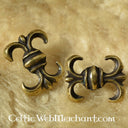 Medieval lily belt fitting (set of 5 pieces), silvered bronze