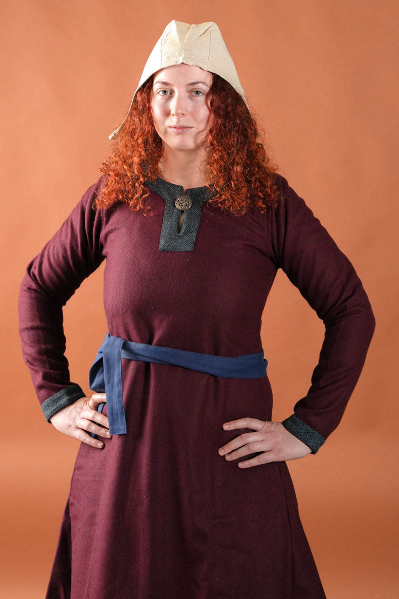 Wollen Viking jurk Siggi, bordeauxrood