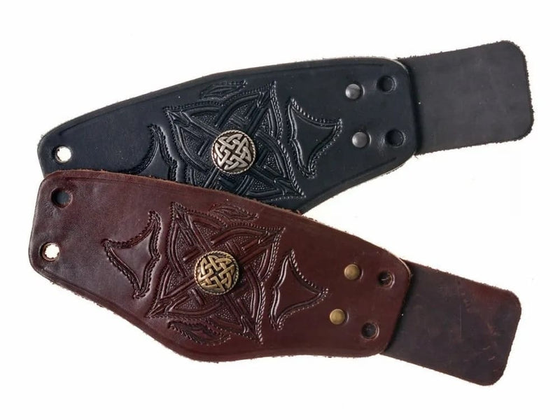 Celtas pulsera, marrón, cuero 