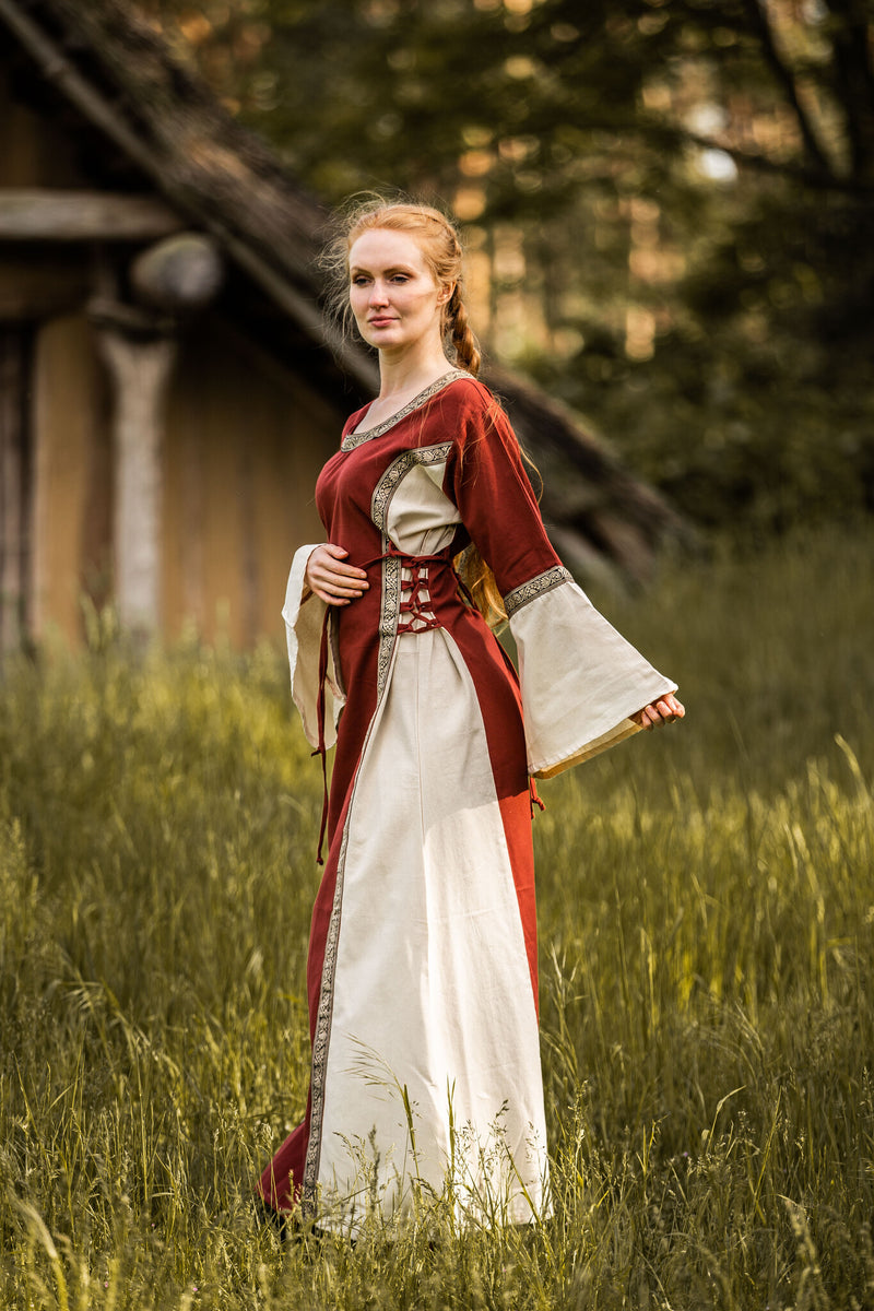 Jurk Cleena crème-rood