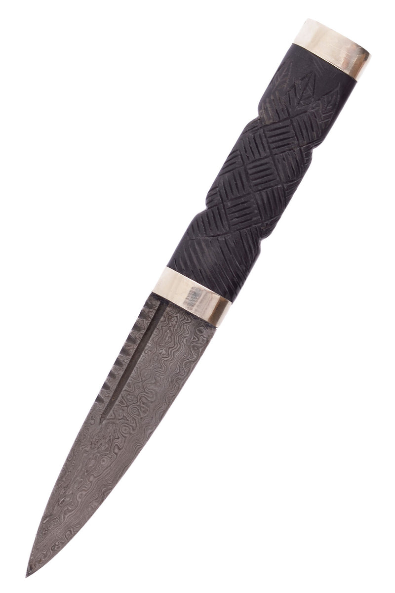 Sgian Dubh van damascusstaal, semi-scherp