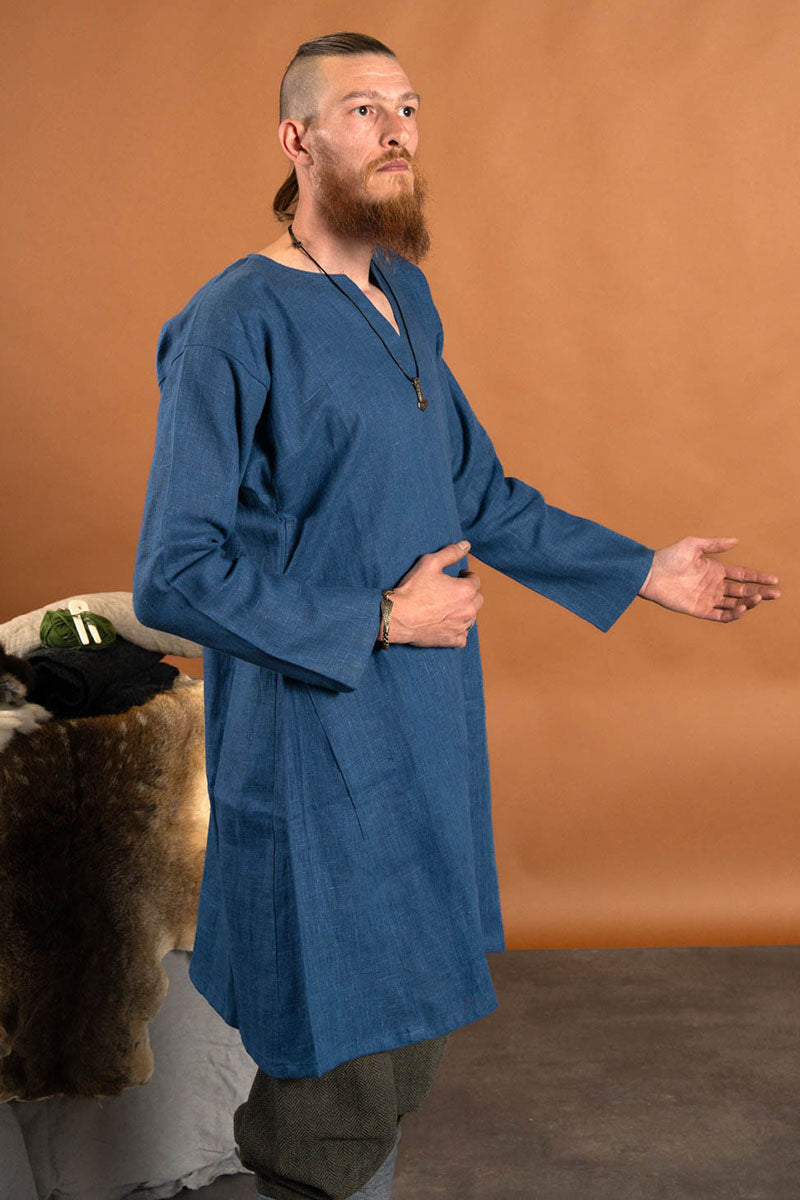 Viking tuniek Eirik, linnen, blauw
