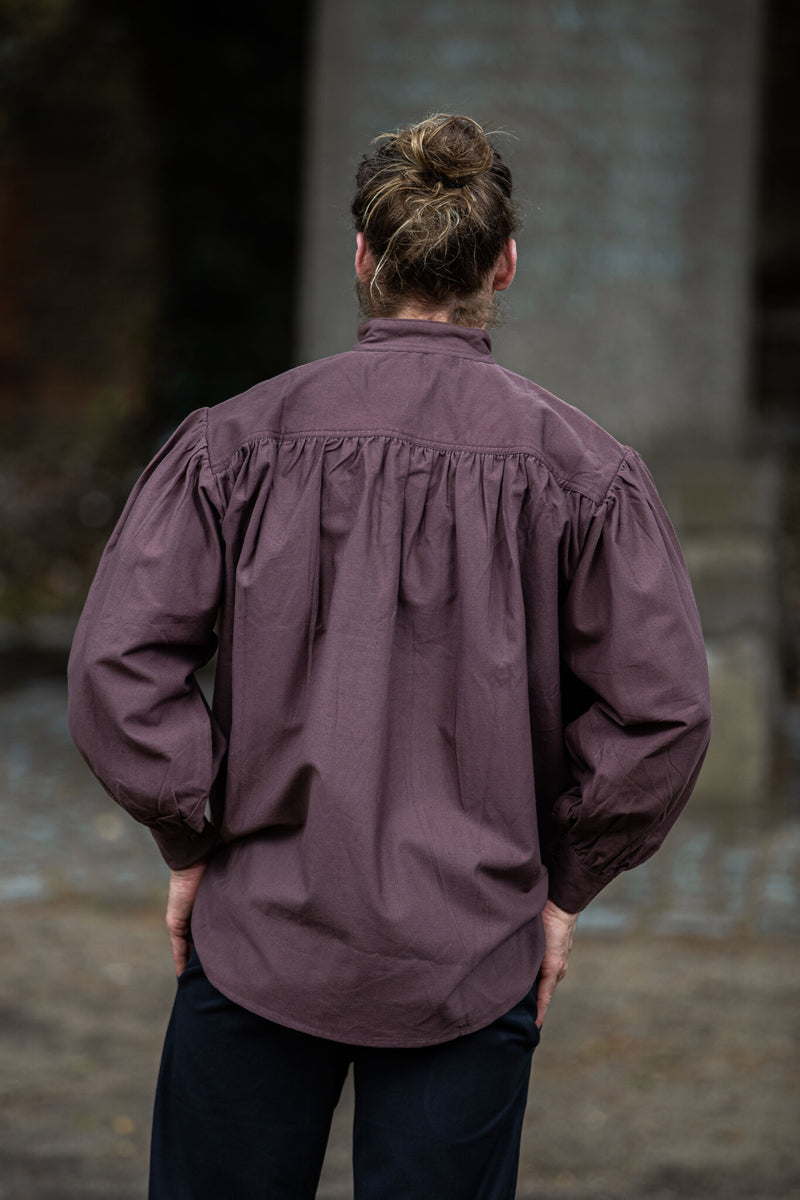 Camicia da pirata con collare, marrone 