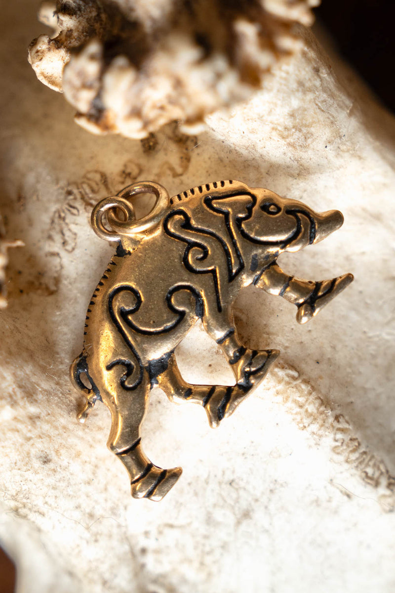 Keltisk hängsmycke vildsvin Knocknagael, brons 