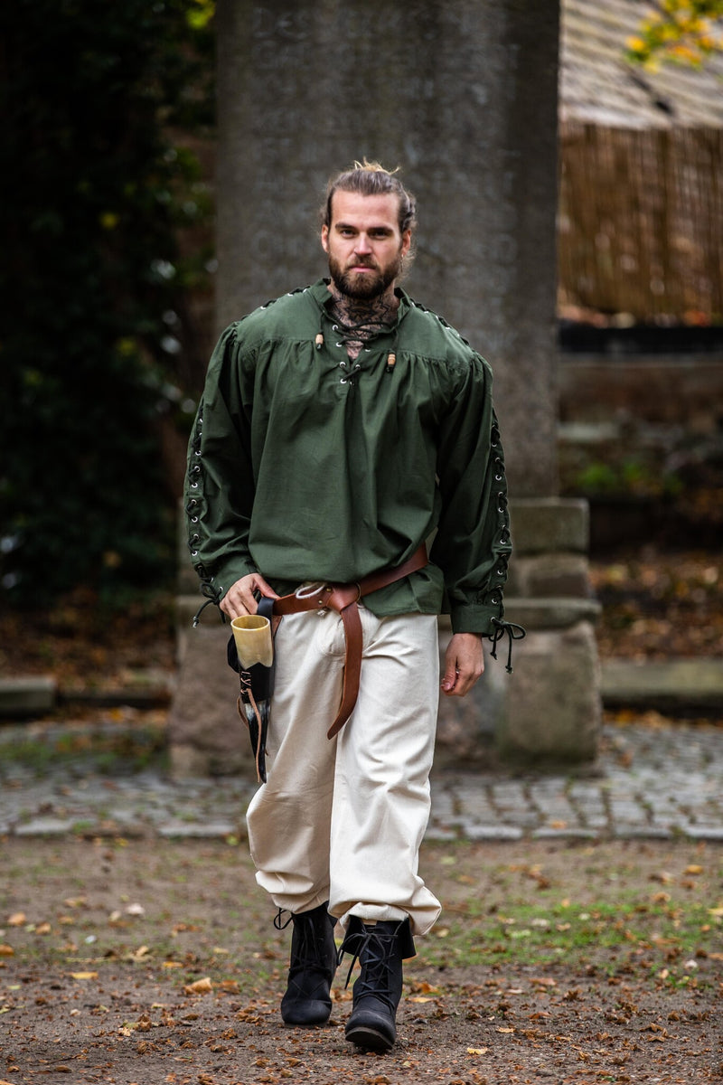 Piratenhemd met veters, groen