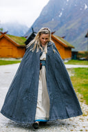 Bestickte Mantel Damia mit Verschluss, grau, Wollmischung 