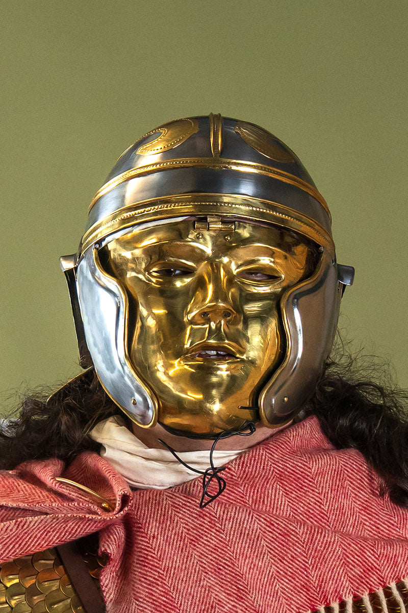 Elmo da cavalleria romano del I secolo con larva-maschera, 1,3 mm 