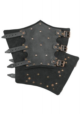 Leather bracers, underarm guards with rivets, black