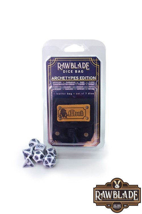 Dice bag met set dobbelstenen Monk