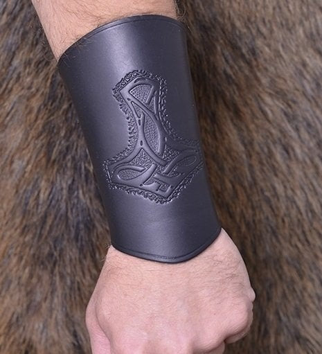 Læder Viking bracers, armskinner (lang), sort 