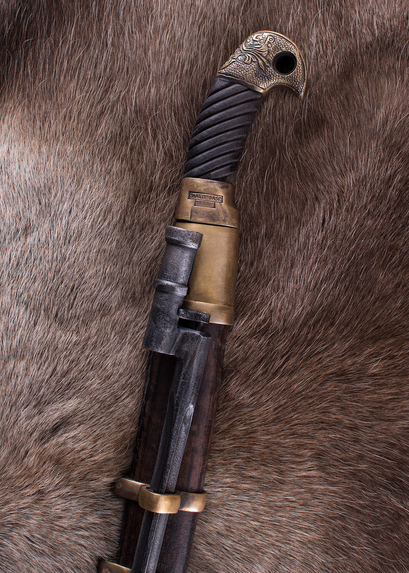 Russische Shashka met bajonet, antieke afwerking, semi-scherp