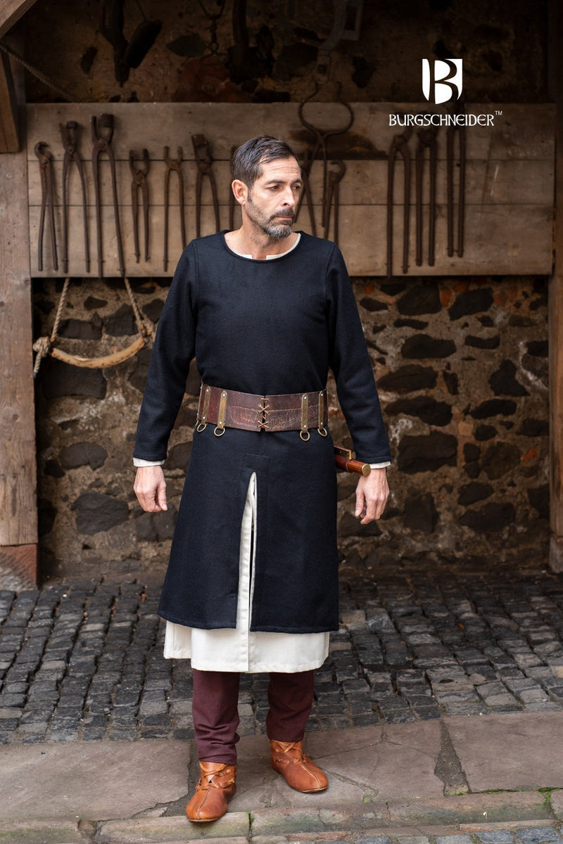 Medieval tunic Everard, black, wool mix