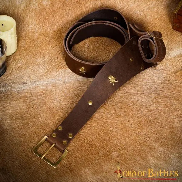 Pirate belt with sword holder, 157 cm, brown