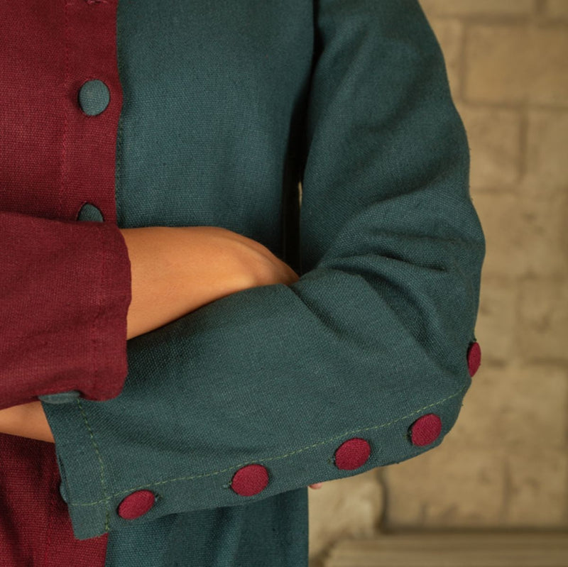 Medieval cotehardie Helena, red-green