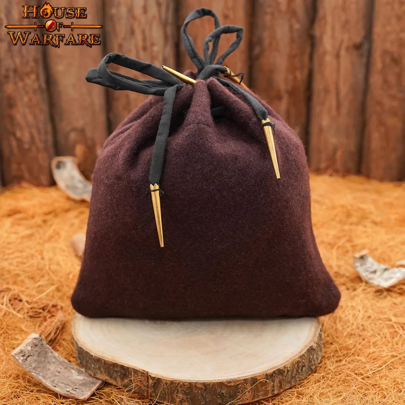 Bolsa medieval de lana, marrón 