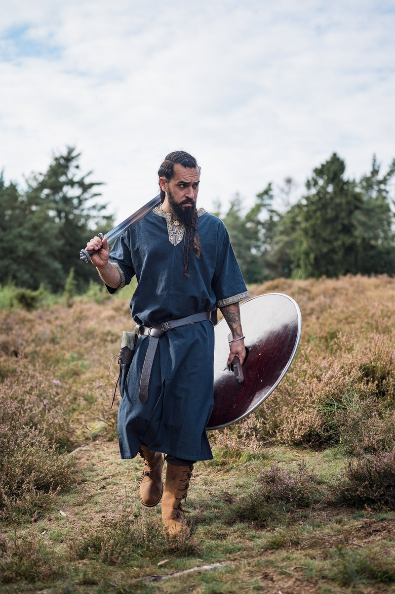 Keltische tuniek, korte mouwen, donkerblauw