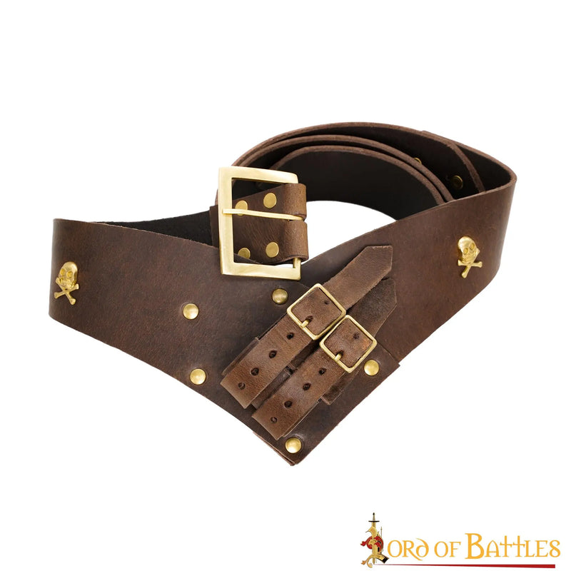 Pirate belt with sword holder, 157 cm, brown