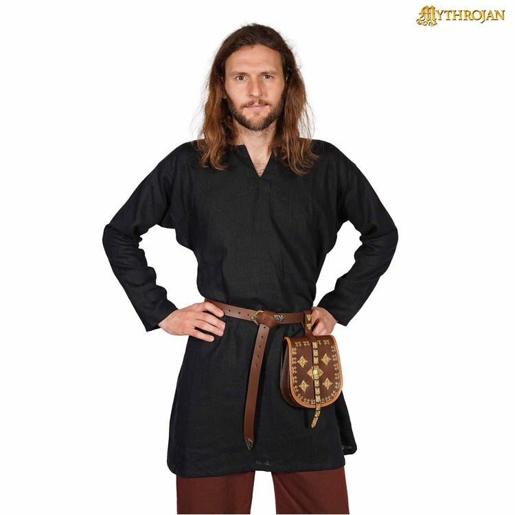 Viking tuniek Eirik, linnen, zwart
