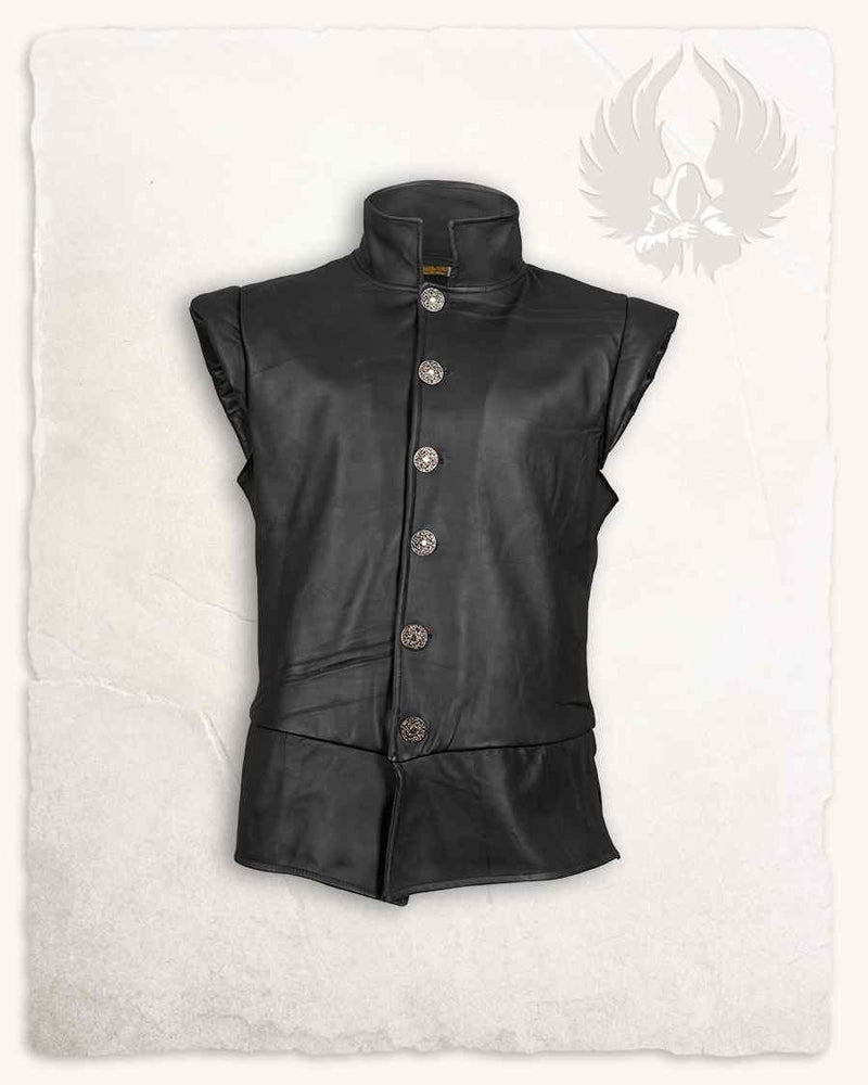 Gilet in pelle Tilly, 16º - 17º secolo, nero 