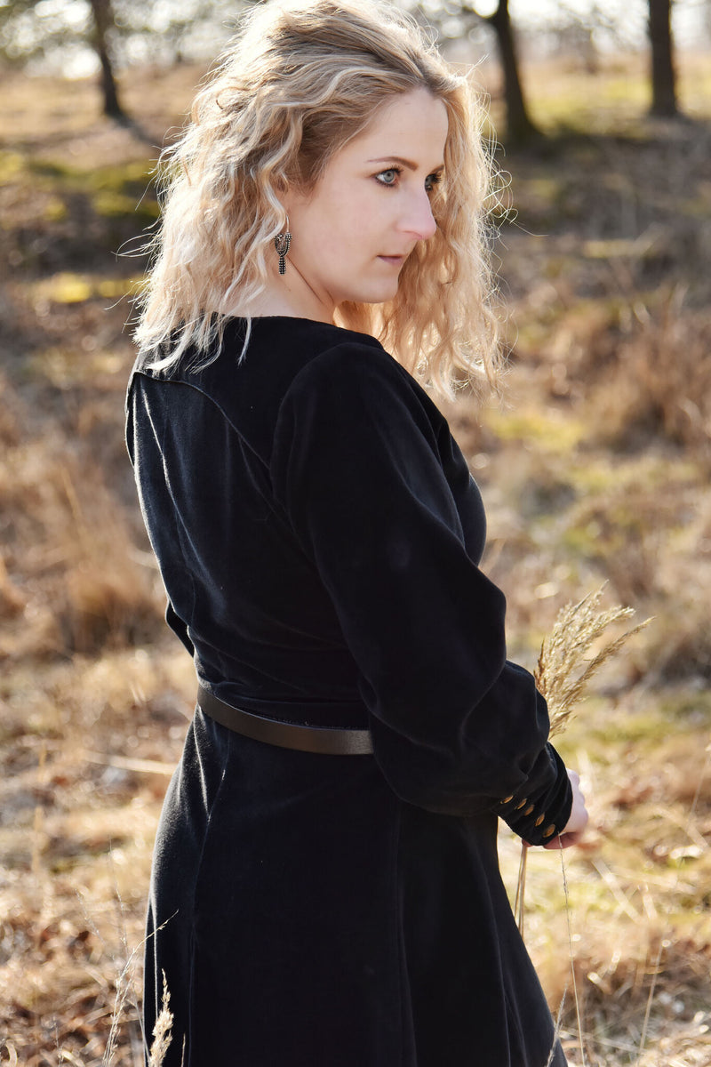 Fluwelen cotehardie Christina, zwart