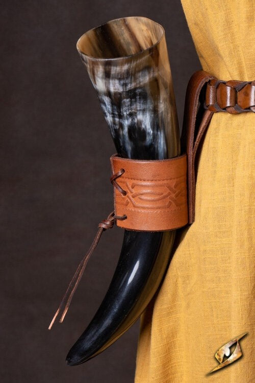 Leren drinkhoornhouder Edda, bruin