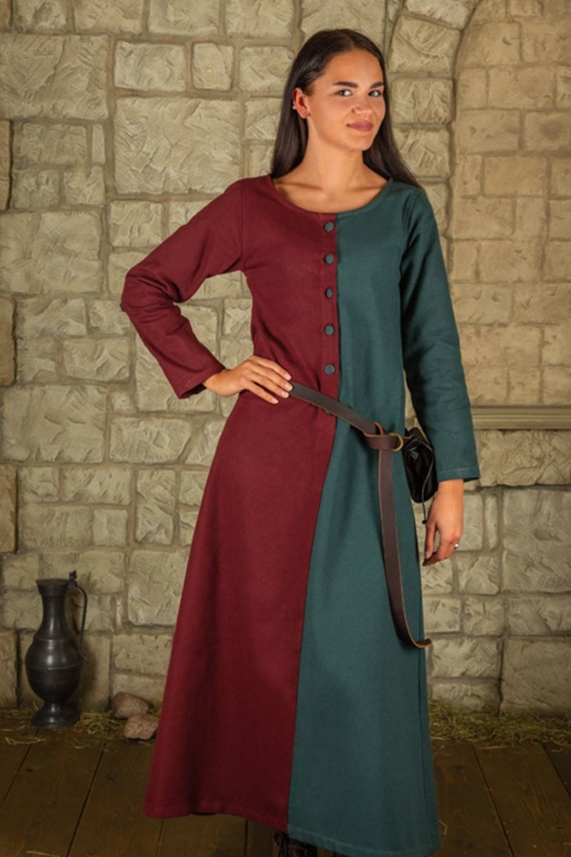 Medieval cotehardie Helena, red-green