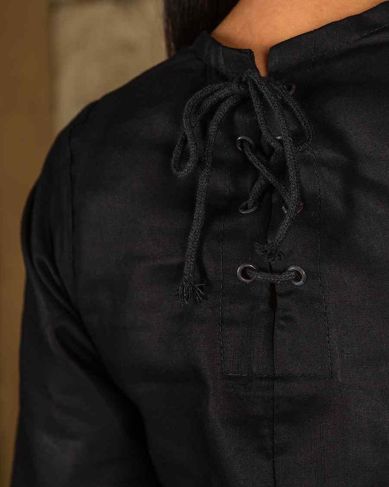 Marita vestido, luz algodón, negro 