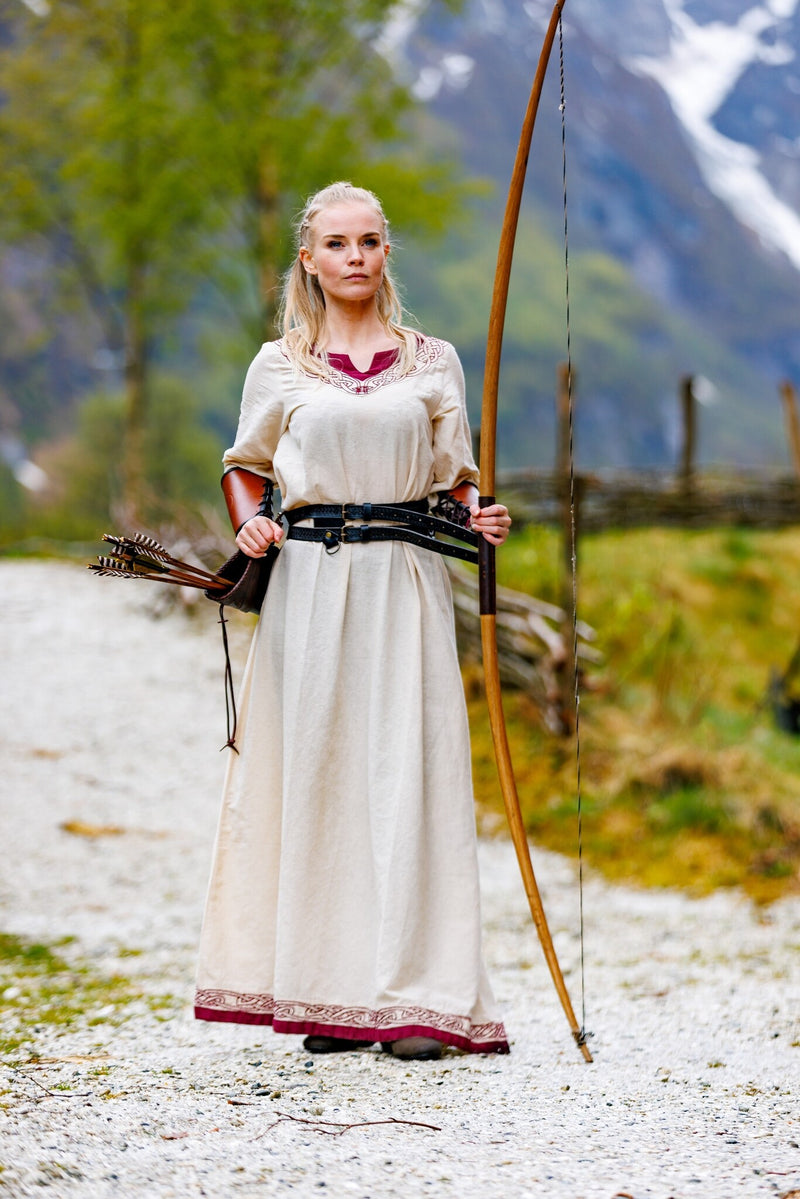 Viking jurk Lagertha, naturel-rood