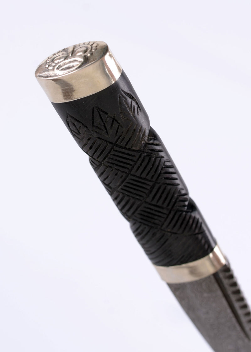 Sgian dubh af damaskusstål, halvskarpt 