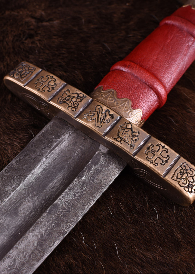 Espada vikinga Haithabu del siglo IX, acero de Damasco, semi-afilado 