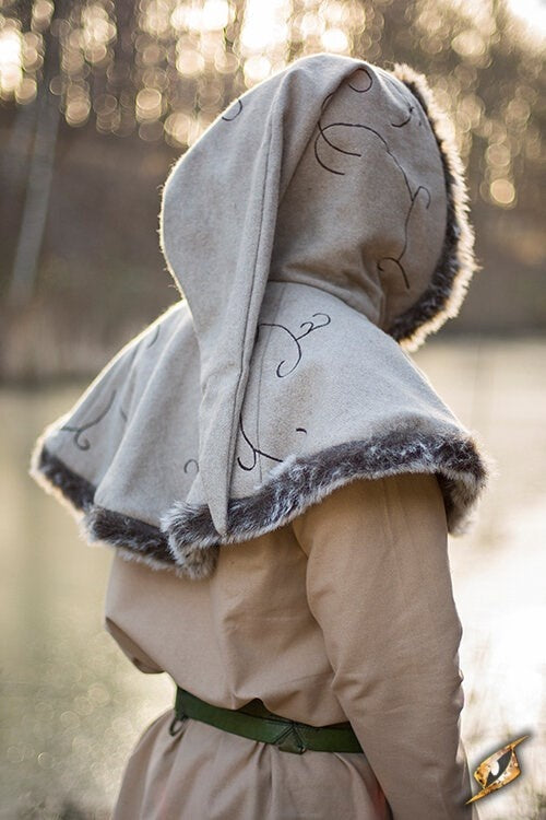 Kap met bontrand Gisla, grijs, wolmix