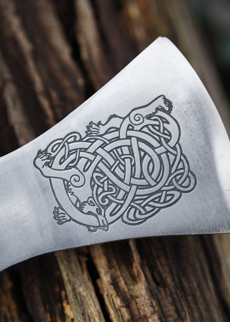 Viking axe, type H, engraved, semi-sharp